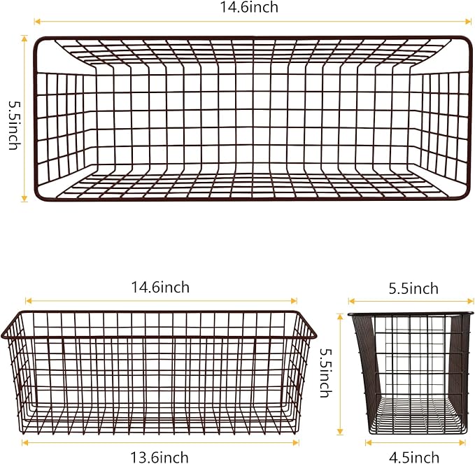 Kinlink 2 Sets Brown Extra Large Hanging Wall Basket - Image 2