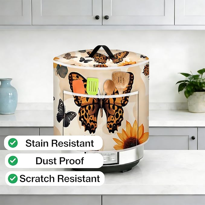 Air Fryer Dust Cover with Top Handle and Storage Bag, Compatible with Rice Cookers, Pressure Cookers, Slow Cookers and Air Fryers, Available in 3-Quart, 6-Quart and 8-Quart Sizes.