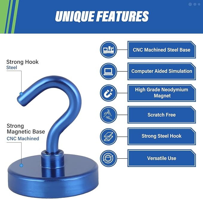 Neosmuk Magnetic Hooks, 130lb Heavy Duty, 10 Pack - Image 6