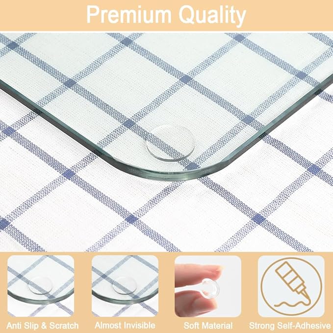 Premium Self Adhesive Clear Soft Glass Table Top Bumper, Anti Slide and Scratch for Glass Table, Round Rubber Pads for Glass Table Top Spacer, (20mm*2mm, 24 PCS)