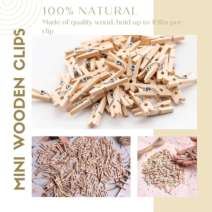 Mini Clothespins 200 Pcs, Home Decor & Art Projects, Reusable Multi-Purpose - Image 3