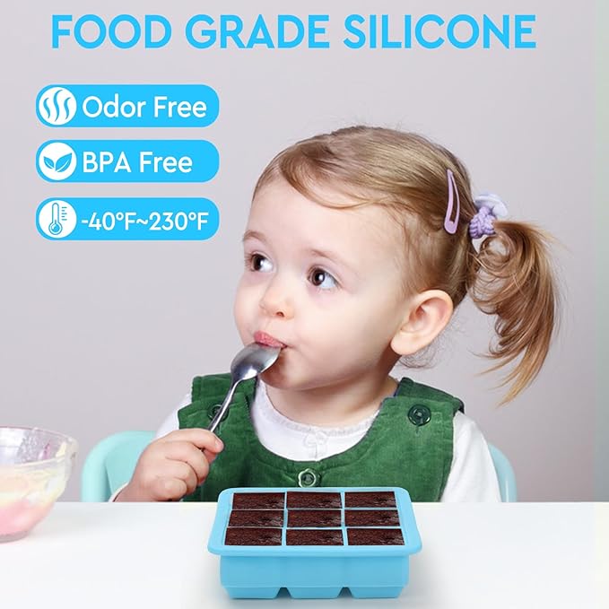 Silicone Ice Cube Trays with Lid,9x1.3 inch,Small Ice Cube Trays for Freezer | Mini Ice Cube Tray-Nugget Ice Tray with lid for Mini Fridge with Freezer for Coffee,Cocktail,Baby Food-BPA Free
