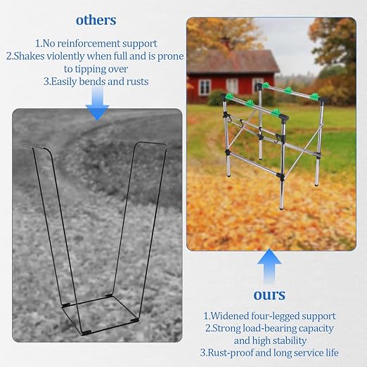 Foldable Leaf Bag Holder, 30-45 Gallon Stainless Steel Trash Bag Holder | Heavy - Image 5