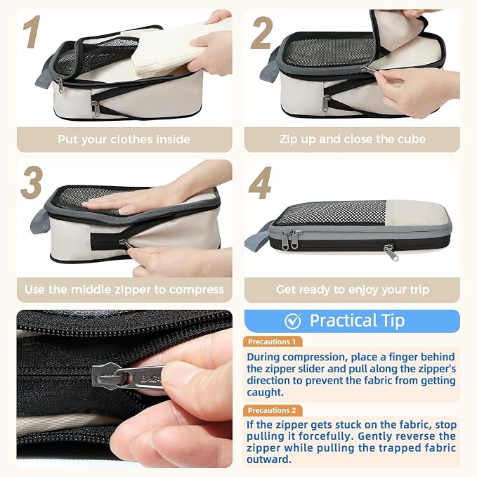 BAGAIL 4 Set/6 Set/8 Set Compression Packing Cubes Travel Accessories - Image 4