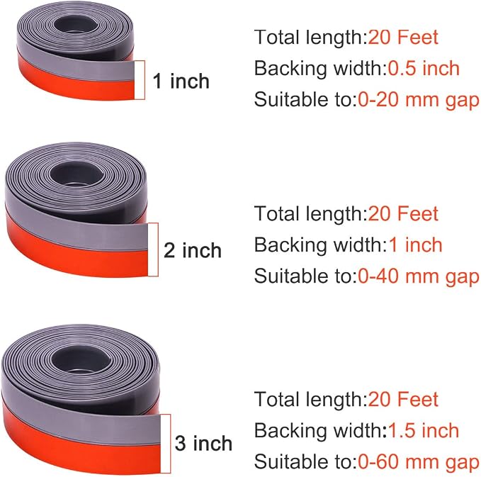 TORRAMI Silicone Door Sweep Draft Stopper 2 inch Width 20 Feet Length, Seal - Image 2
