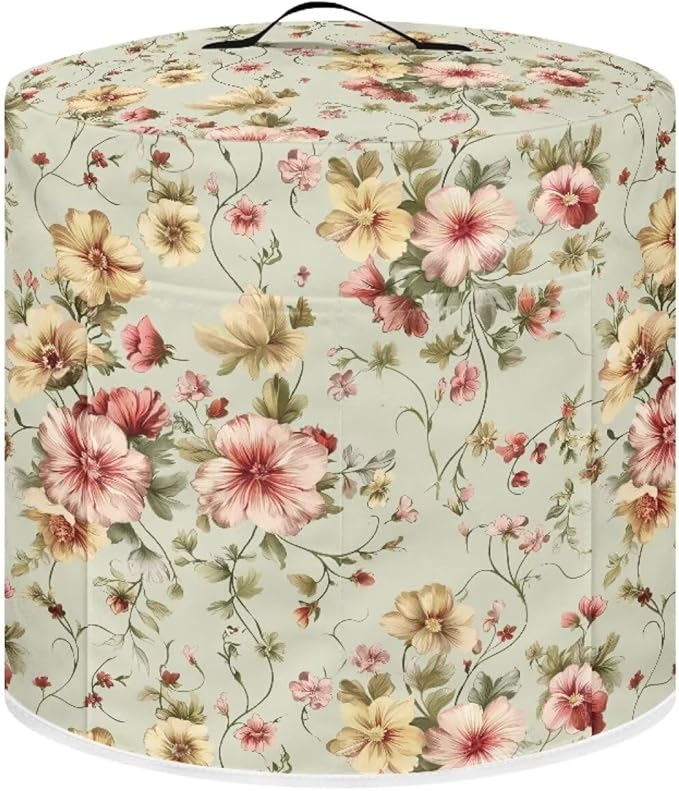 Floral Air Fryer Cover Washable Dust Cover for Kitchen Appliance Accessories for 8 Quart Pressure Cooker Air Fryer Rice Cooker Dust Protection with Storage Pockets