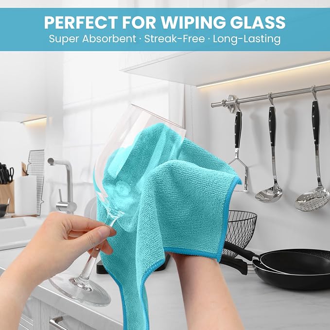SIFANGKE Microfiber Cleaning Cloth, 12 Pack SkyBlue Cleaning Rags - Image 3