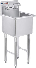 DuraSteel 304 Stainless Steel Utility Sink - 15 Inch Freestanding Prep Sink with Faucet - Dual CEC & NSF Certified Wash Station for Kitchen, Laundry, Garage & Restaurant