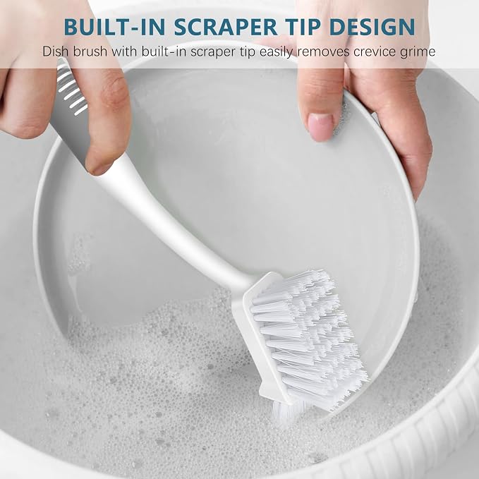 SetSail 3 Pack Dish Brush Set, Long Handle Kitchen Scrub Brush, Non-Slip Rubber - Image 7