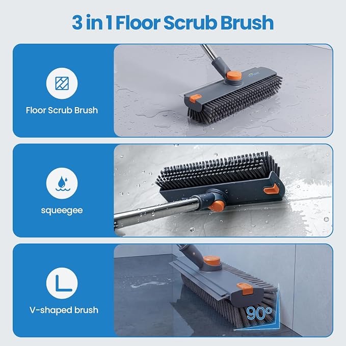 3 in 1 Floor Scrub Brush, Heavy Duty 90° Bristle - Image 4