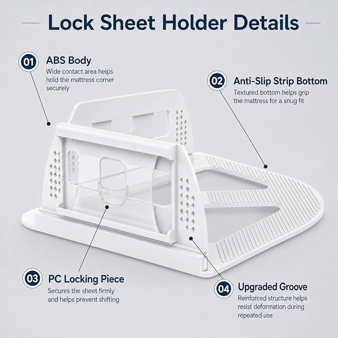 Bed Sheet Holders for Corners, 4 Pack Fabric-Friendly Fitted Sheet Clips - Image 5
