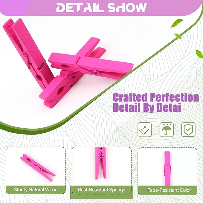 100 Pcs Wooden Clothespins - Image 2