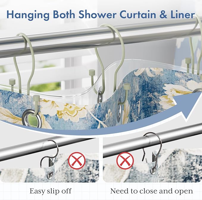 Bathway Sage Green Shower Curtain Hooks Shower Curtain Rings - Image 4