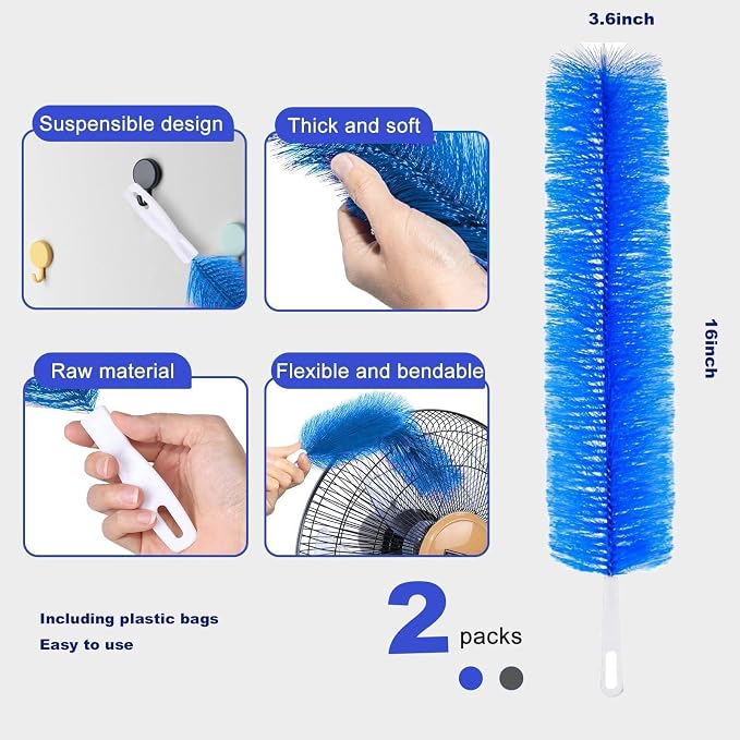 Fan Cleaner Brush, Fan Brush Cobweb Duster Microfiber Duster Ideal - Image 3