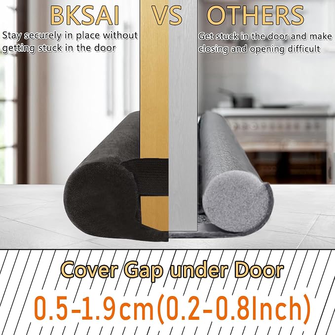 BKSAI Door Draft Stopper for Doors 29-35" No Adhesive Draft Stopper for Bottom - Image 2