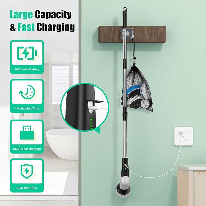 YKYI Electric Spin Scrubber, Cordless Power Cleaning Brush - Image 7