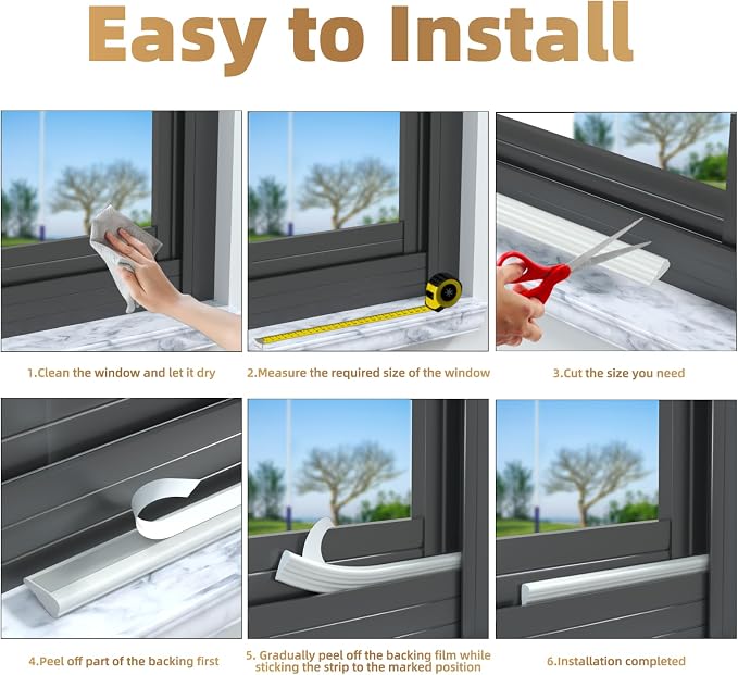Kneelisa 3Pcs×196” Wedge-Shape Foam Window Weather Stripping Door Seal | - Image 9