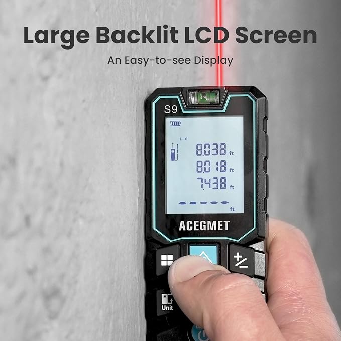 ACEGMET S9 229ft/70m Laser Measuring Tool, LCD Backlit Display - Image 7