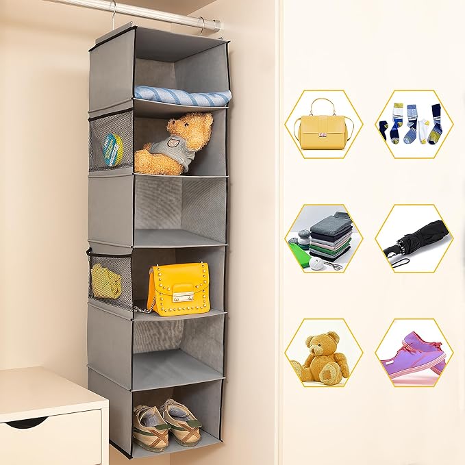 6 Shelves Hanging Closet Organizer, 2 Pack Hanging Storage - Image 4