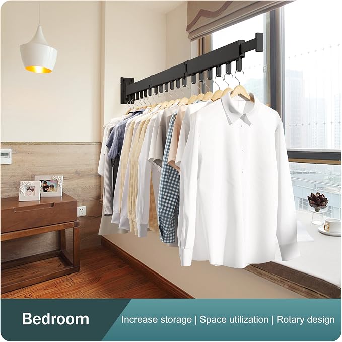 BOQORAD Clothes Drying Rack, Wall Mounted Space-Saver, Retractable, Collapsible - Image 9