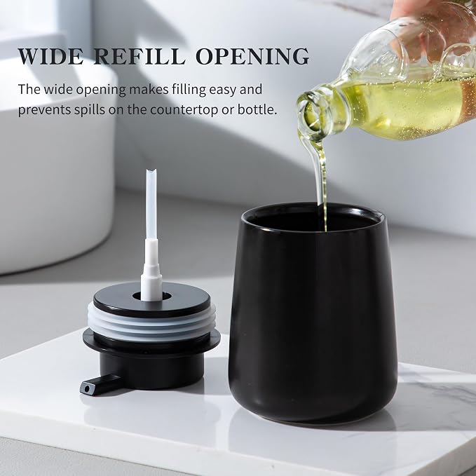 Enra Black Soap Dispenser, Modern Ceramic Hand Soap Dispenser - Image 3