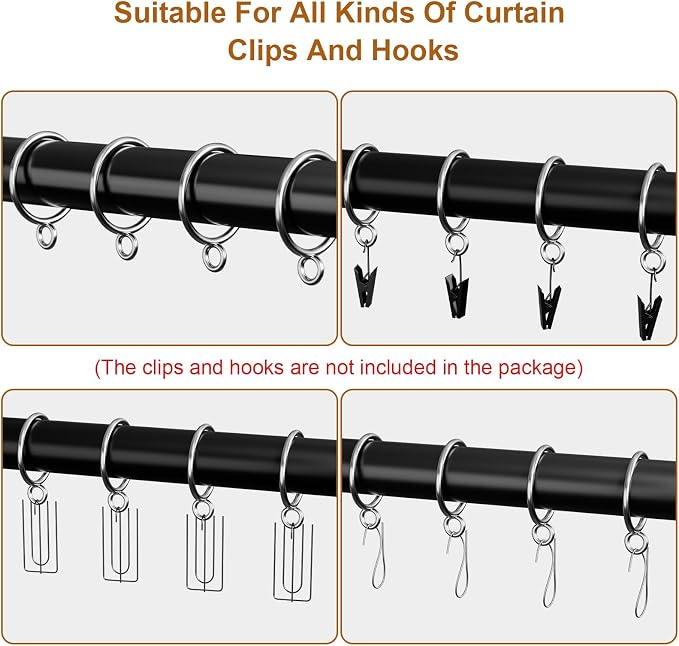 24 Pack Silver Metal Curtain Rings - Image 3