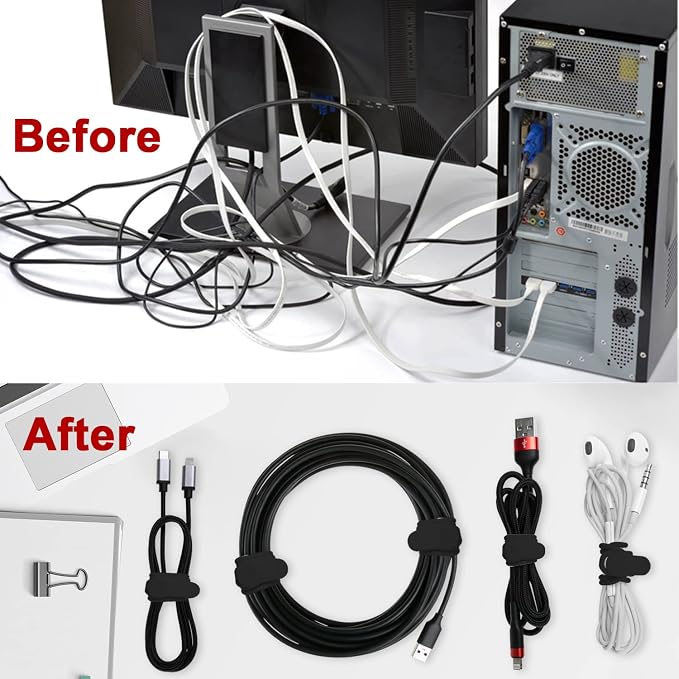 Silicone Cable Ties, Cord Organizer Cable Management | Reusable Cord Ties - Image 5