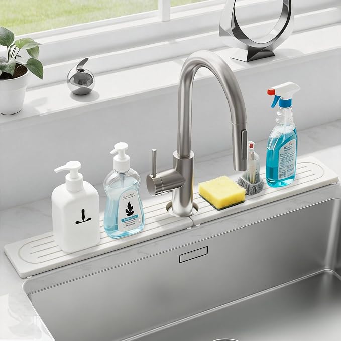 Drying Stone Faucet Mat for Kitchen Sink, Trays Diatomite Quick Dry Around - Image 2