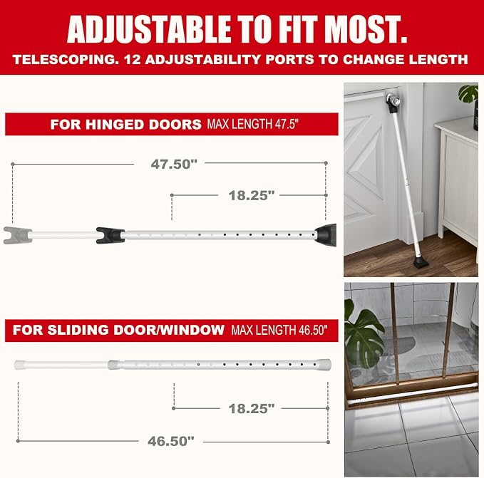SECURITYMAN 3-in-1 Door Security Bar, Security Door Stoppers & Door Barricade – - Image 3
