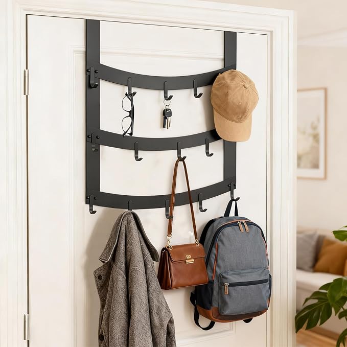 3-Tier Over The Door Hooks, Fits Doors Up to 1-3/4in Thick | 15 Hooks Over Door - Image 4