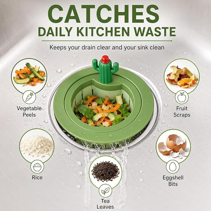 2PCS Cactus Kitchen Sink Drain Strainer, Cactus Sink Strainer Basket Fine Mesh - Image 5