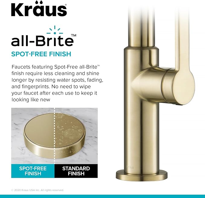 KRAUS Champagne Bronze Pull Down Kitchen Faucet KPF-2820SFACB | 360-degree - Image 4