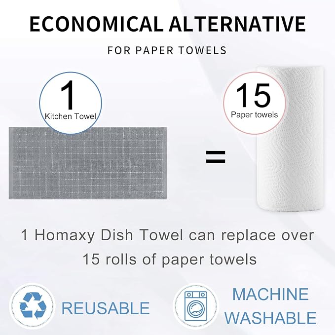 Homaxy 100% Cotton Terry Kitchen Towels, 6 Pack - Image 6