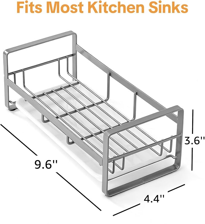 HULISEN Large Kitchen Sponge Holder, 304 Stainless Steel Sink Caddy - Image 6