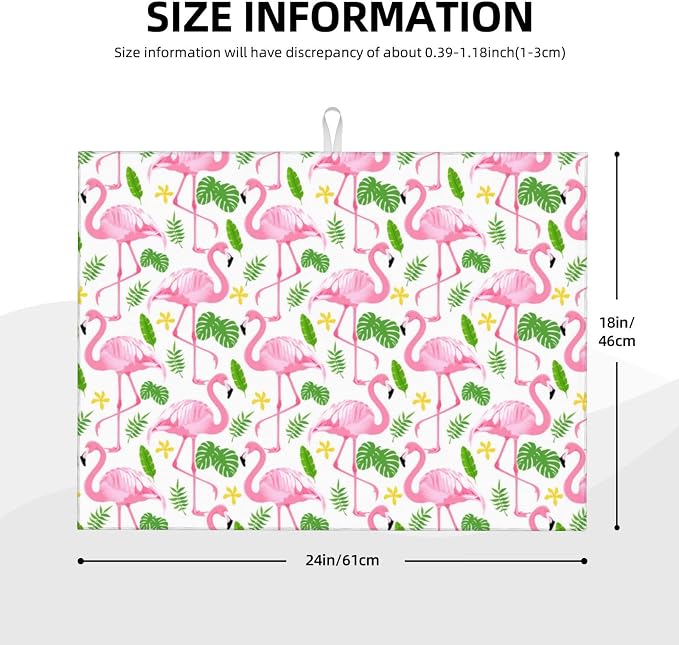 Pink Flamingo Leaf Dish Drying Mat - Image 2