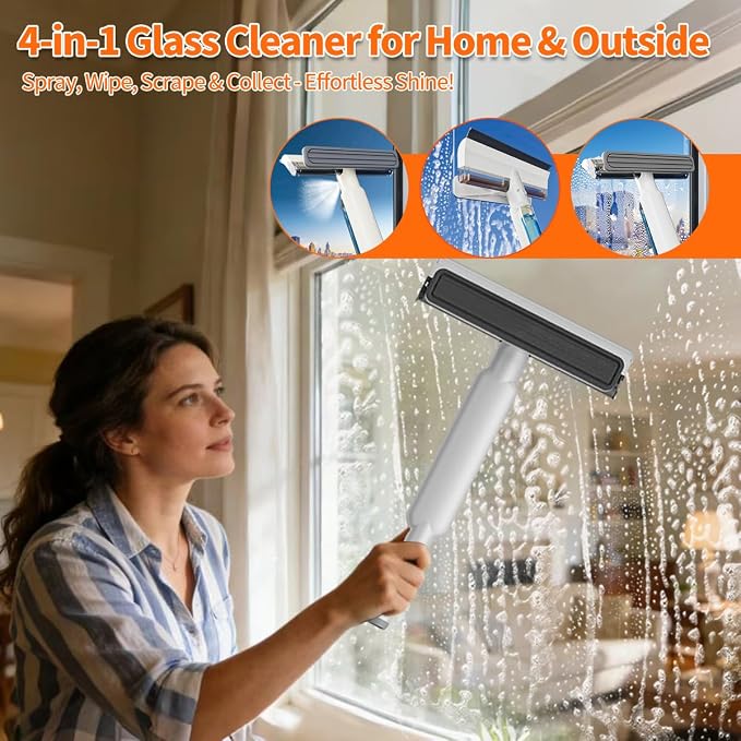 4 in 1 Window Squeegee with Water Tank, Window Cleaner Tool with Remote Control - Image 2