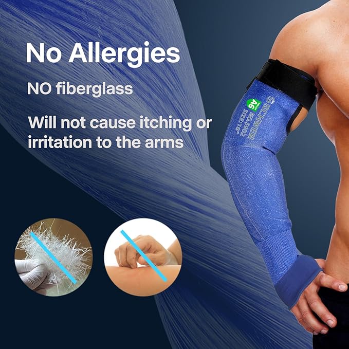 Schwer ANSI A6 Cut Resistant Sleeves, 22 inch Protective Arm Sleeves with Thumb Hole for Arm Work Protection, Arm Guards for Gardening, Cutting Metal, Repairing, Kitchen, Pet Grooming (1 Pair, Blue)