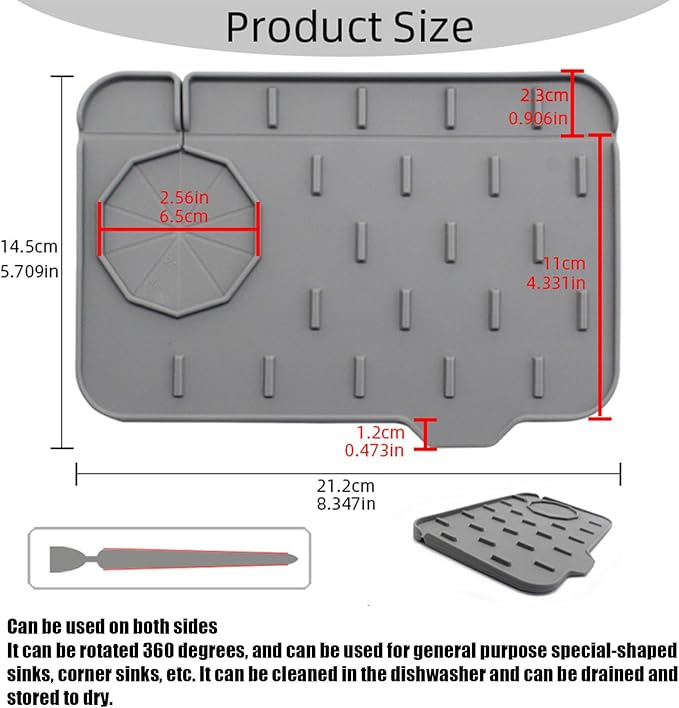 2 Pack Mini Sink Splash Guard, Double Sided Kitchen Faucet Mat | Tap Water - Image 2
