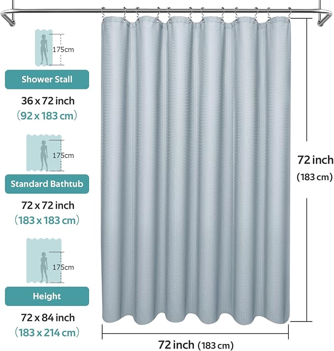 Vipfree 3 in 1 Shower Curtain Set, Waffle Shower Curtain and Liner Set - Image 6