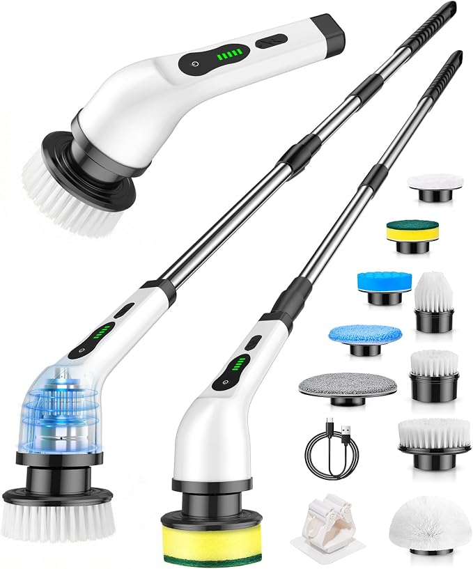 Cordless Electric Spin Scrubber, 9 Brush Heads, 2-Speed Motor | Floor cleaning by Lichffy