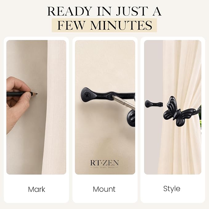 RTZEN Metal Curtain Tiebacks, Drapery Holders - Image 6