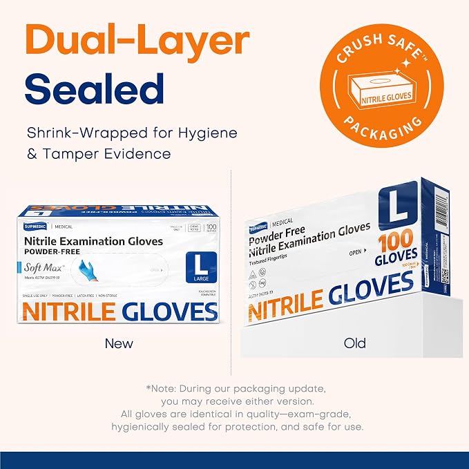 Medical Soft Max Nitrile Exam Gloves Powder-Free Disposable 100 Ct | Soft - Image 5