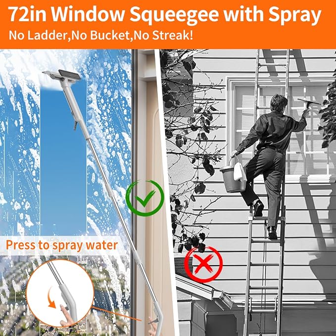 4 in 1 Window Squeegee with Water Tank, Window Cleaner Tool with Remote Control - Image 3