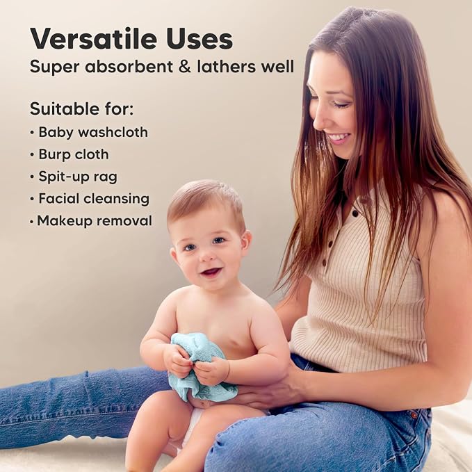 6-Pack Baby Washcloths, Soft Absorbent Washcloths - Image 6