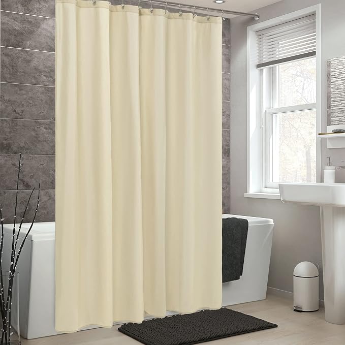 ALYVIA SPRING 72x96 Extra Long Waterproof Fabric Shower Curtain Liner Cream - Image 6