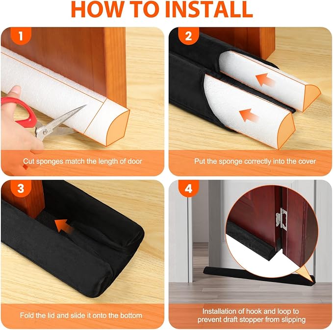 GDHOMM Door Draft Stopper, Door Sweep Noise Blocker Door Draft Guard - Image 8