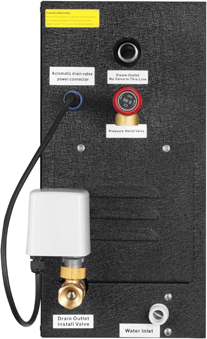 VEVOR Steam Generator, 4 kW Steam Shower System with Controller for Home Sauna Bath Spa, Commercial Auto Drain Kit with Overheat, Dry-Run & Overpressure Protection, 10 Min to 24h Efficient, Black