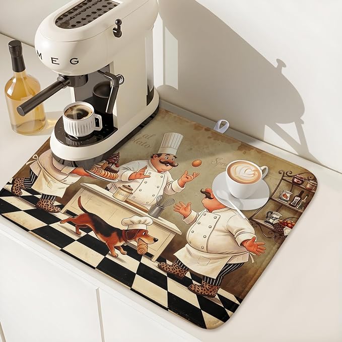 Fat Chef Dish Drying Mat For Kitchen Counter 18x24 Inch Microfiber Absorbent - Image 7