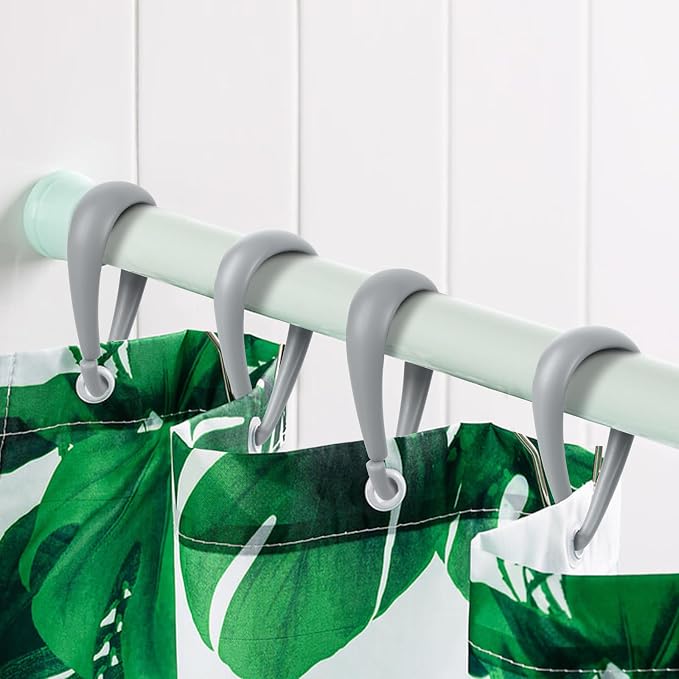 Top-spring Grey Shower Curtain Hooks 12Pcs Drop Shaped Hooks - Image 5