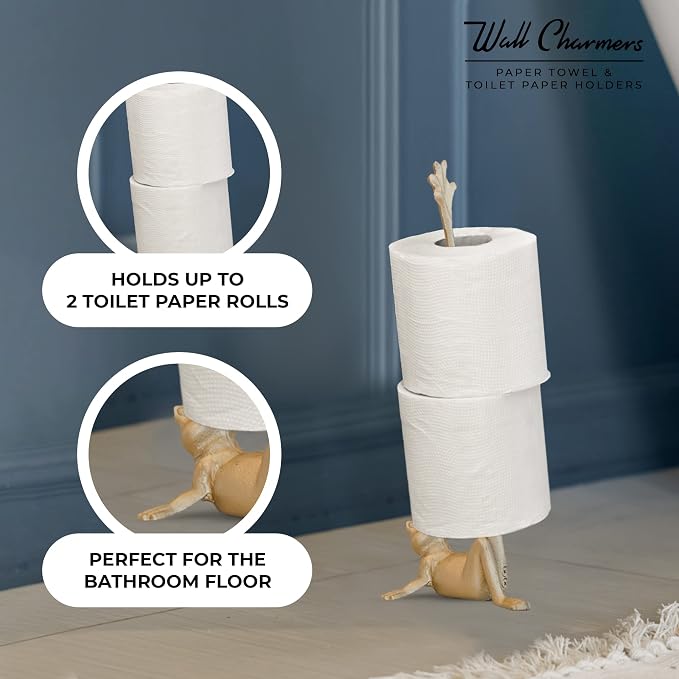 WallCharmers Gold Paper Towel Holder, Metal Toilet or Kitchen Paper Holder - Image 5